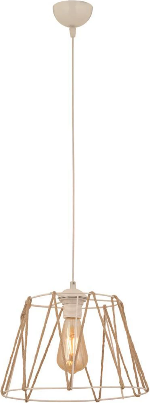 Llambë varëse metalike e bardhë me litar bezhë FH7566.03 Φ30x81Υ cm