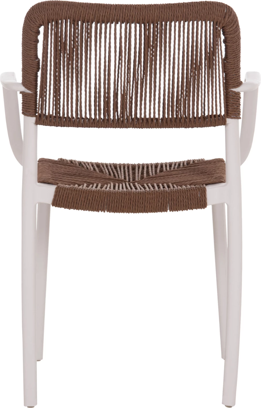 Karrige për tavolinë për terasë STRIDER, kornizë e bardhë, litar kafe, FH6391.01, 57x53x80cm, set prej 5 copash