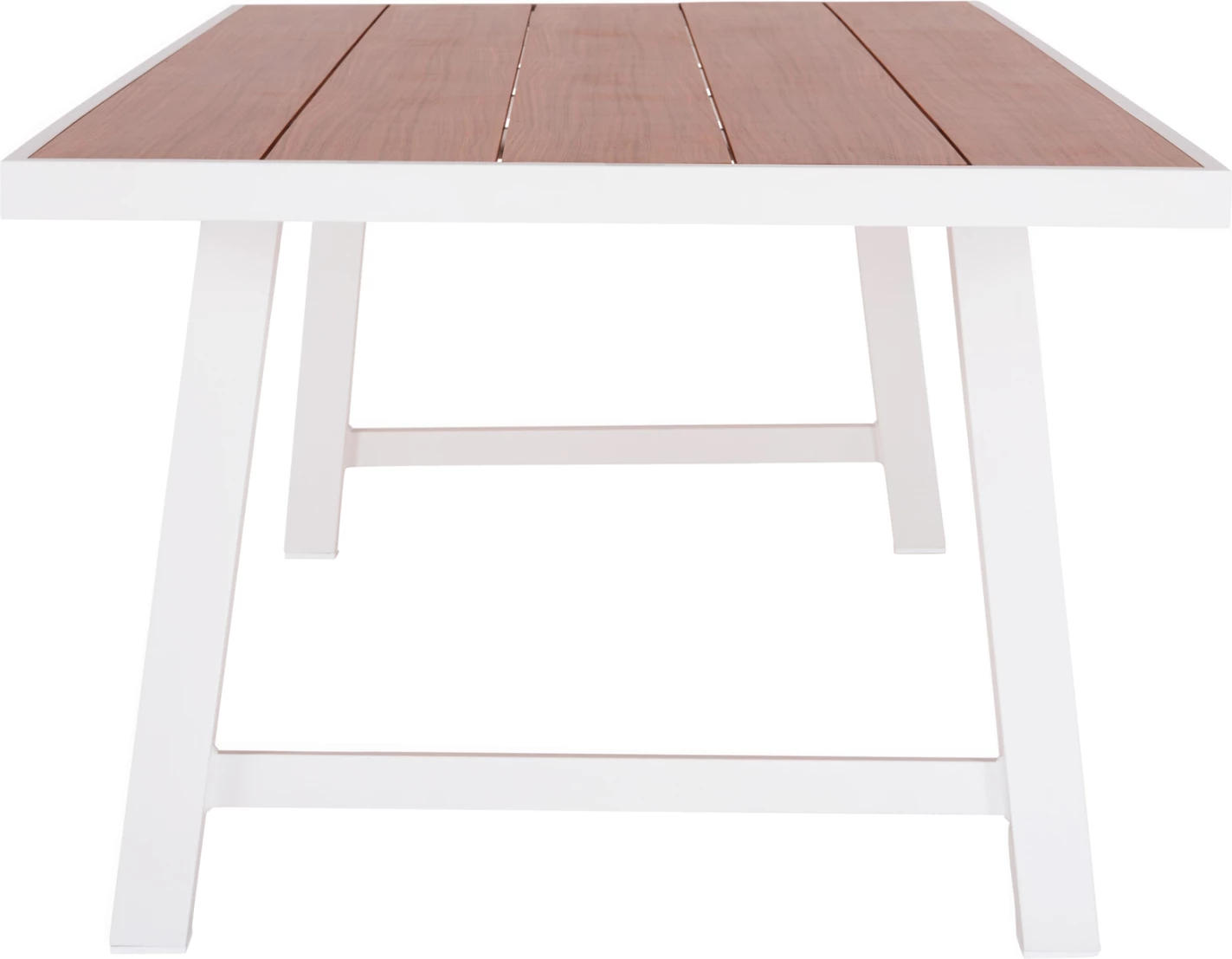 Tavolinë e jashtme alumini GOBAR FH6060.01 e bardhë me sipërfaqe tavoline si dru 240x105x75H cm