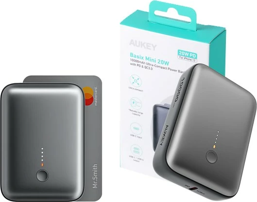 Power bank AUKEY PB-Y55, 10000mAh, 22.5W, 2xUSB, Gri