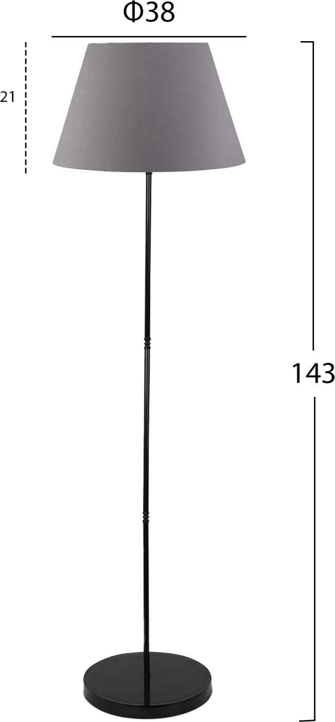 Llambë dyshemeje FH7610.03, shtyllë e zezë, kapak gri