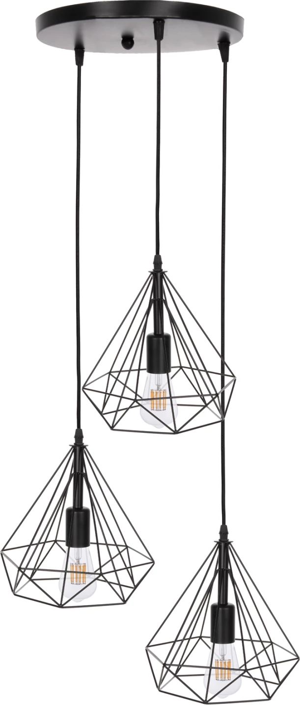 Llampë varëse tavani, FH4041, 3-drita, metal i zi, 25x22x123Hcm