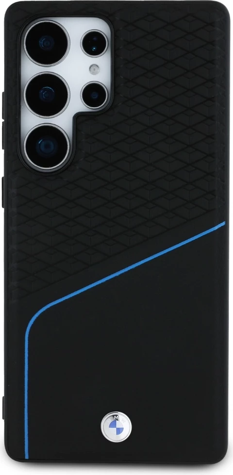 Mbështjellës BMW Leather Textured and Smooth MagSafe për Samsung Galaxy S25 Ultra, i zi