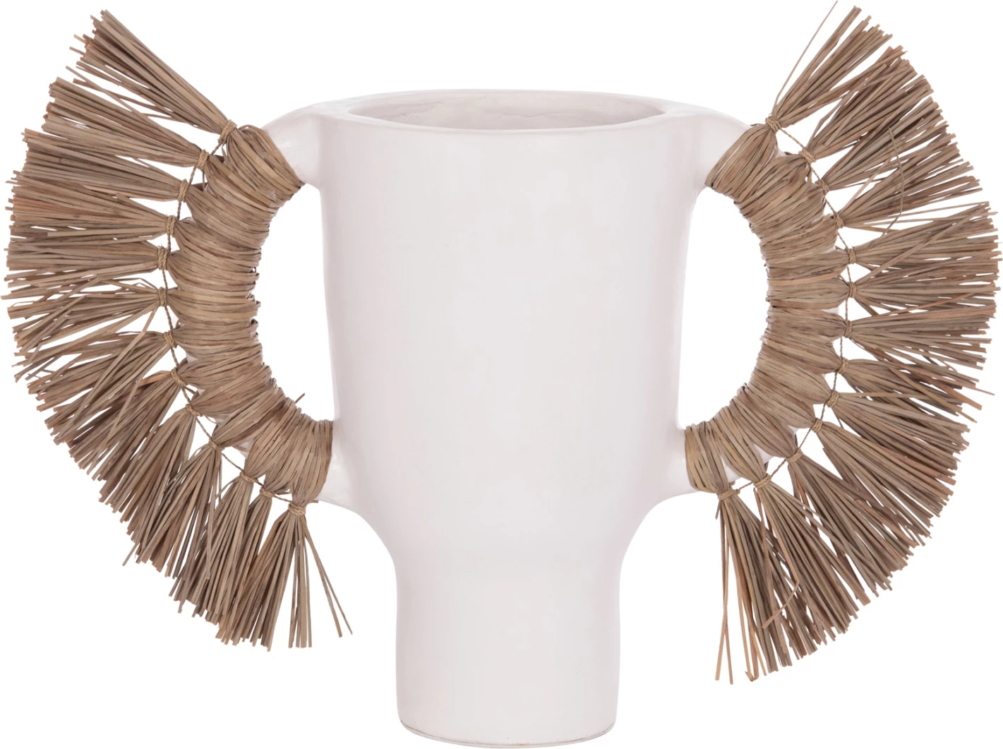 Vazo dekorative tavoline ALICA, terrakotë e bardhë, me bar, FH4668.02L, 64x22x38cm