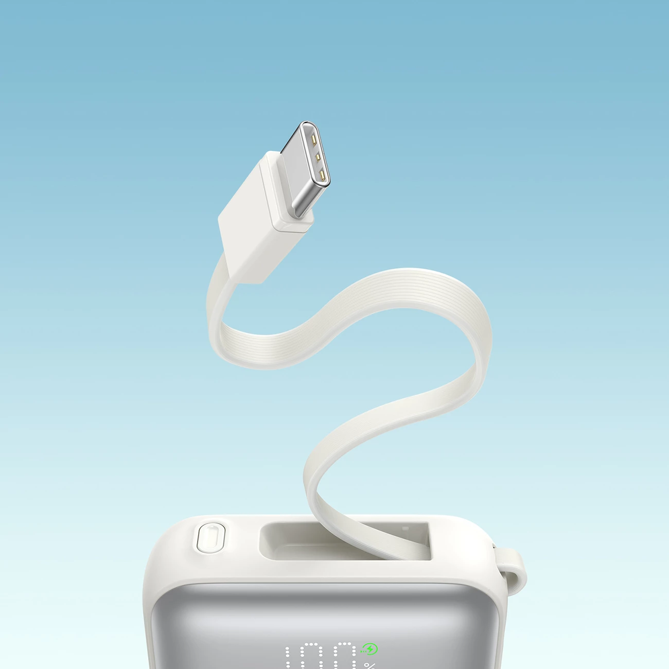 Powerbank Joyroom JR-PBF27, 10000mAh, 22.5W, me kabllo USB-C dhe Lightning të integruara, Bardhë