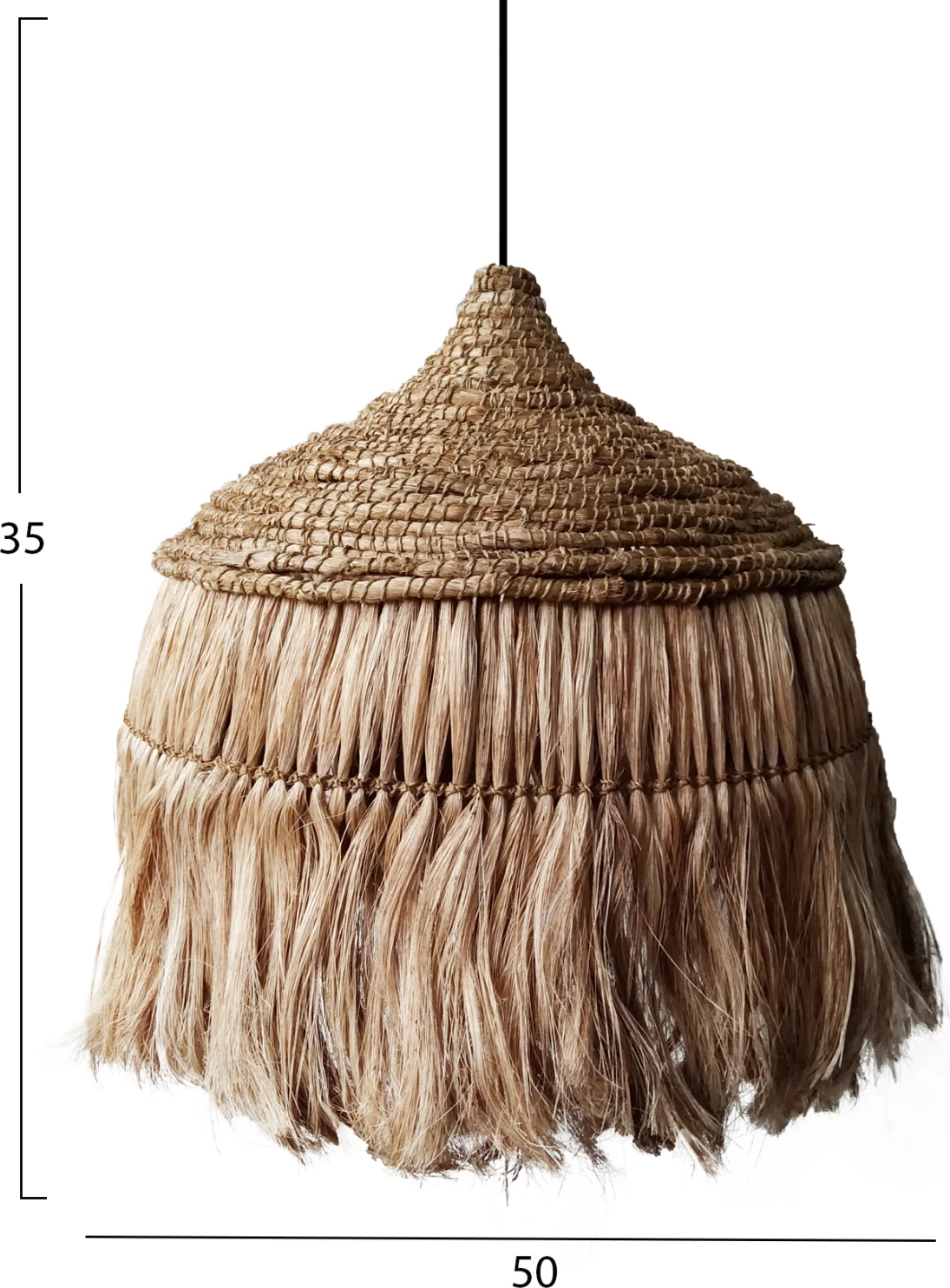 Llambë varëse tavani me kapak prej fibrash abaka, ngjyrë natyrale, Φ52x32-120Hcm, FH7777