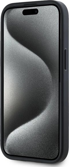 Mbështjellës DKNY Grained Metal Logo MagSafe për iPhone 15, Bezhe