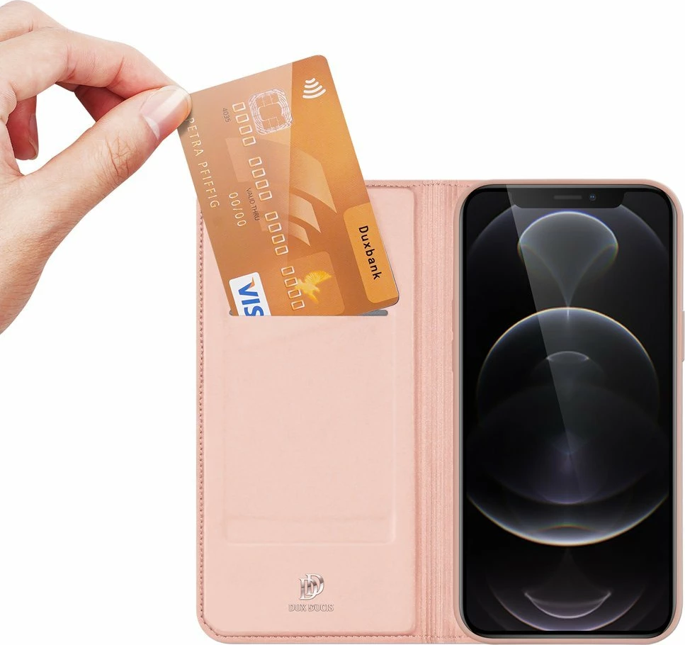Mbështjellës Dux Ducis Skin Pro Bookcase për iPhone 13 Pro, rozë