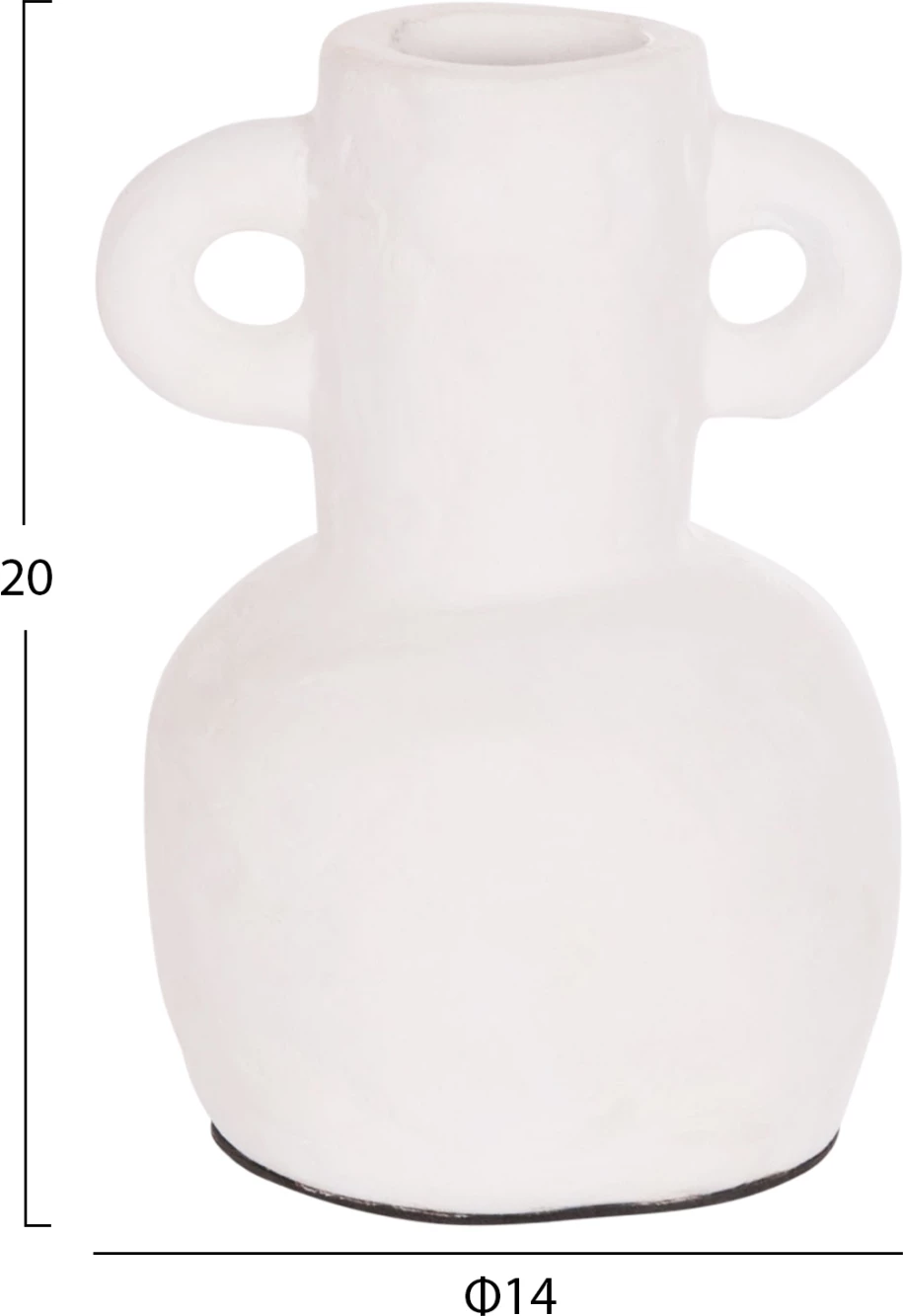 Vazo dekorative CLAYVON, terrakotë, ngjyrë e bardhë, FH4406, 14x20cm