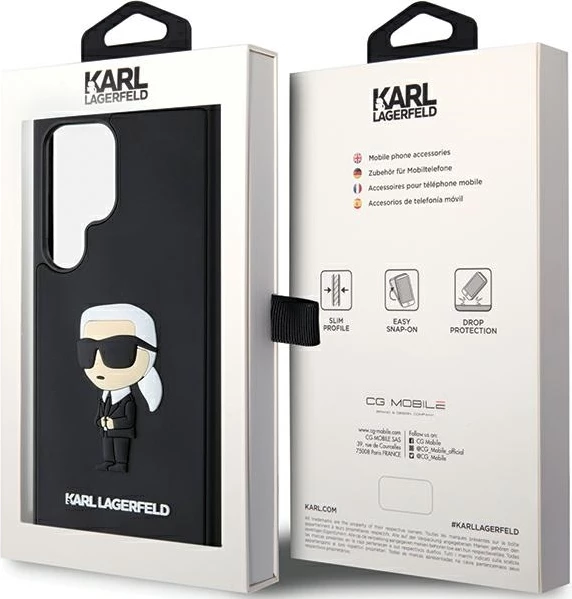 Mbështjellës Karl Lagerfeld 3D Rubber Ikonik për Samsung Galaxy S24 Ultra, i zi