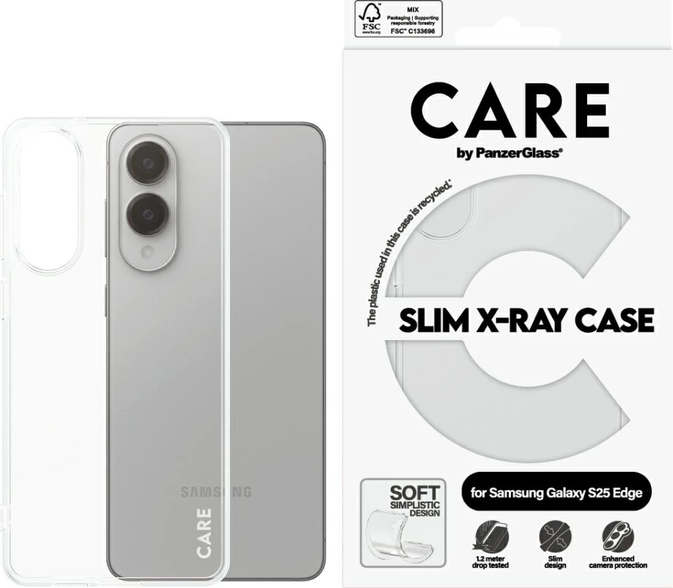 Mbështjellës PanzerGlass CARE X-Ray për Samsung Galaxy S25 Edge, Transparent