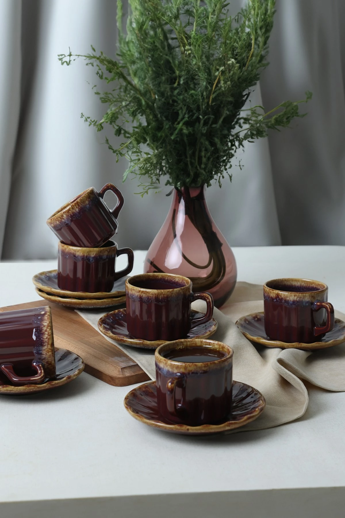 Set filxhanësh çaji (12 copë), Hermia Concept, X00018094, ngjyrë damson