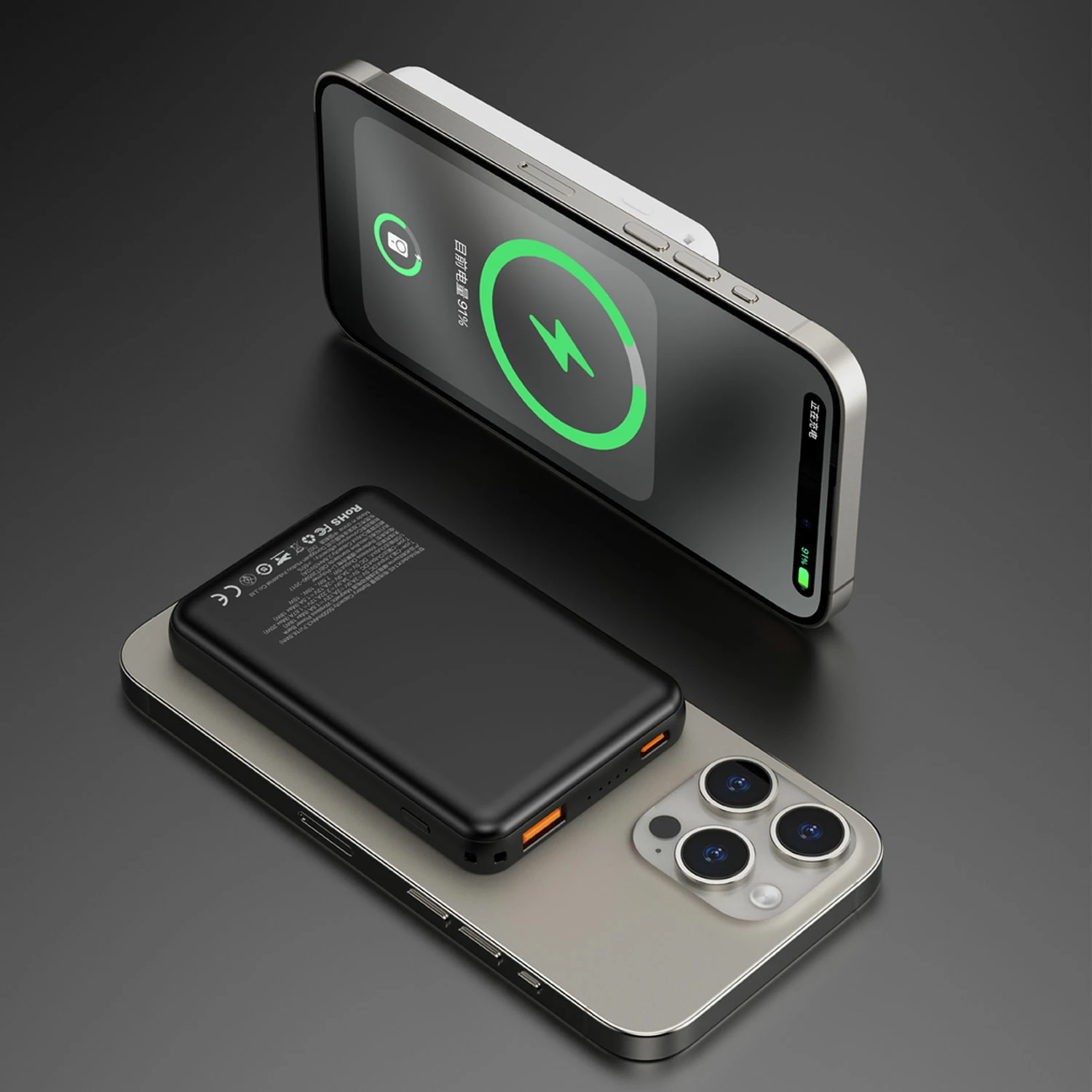 Powerbank Dudao K14S, 5000mAh, MagSafe, USB-C/USB-A, e zezë