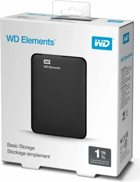 Hard disk i jashtëm WD Elements Portable WDBUZG0010BBK-WESN 1TB 2.5\" USB 3.0, i zi