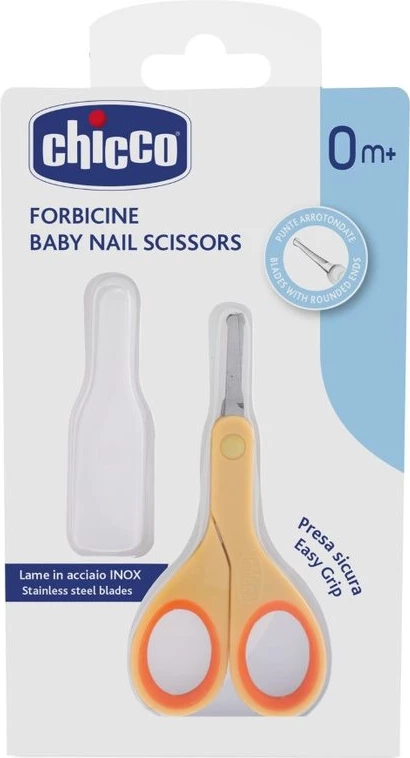 Gërshërë për thonj foshnje Chicco me kapak unisex portokalli 1 copë