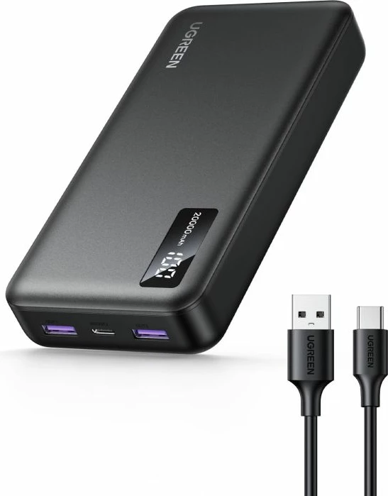 Powerbank UGREEN 25683 20000mAh 22.5W, i zi, me kabllo USB-A në USB-C 0.5m
