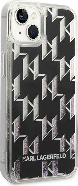 Mbështjellës Karl Lagerfeld KLHCP14MLMNMK për iPhone 14 Plus 6.7", hardcase, Liquid Glitter Monogram, zi