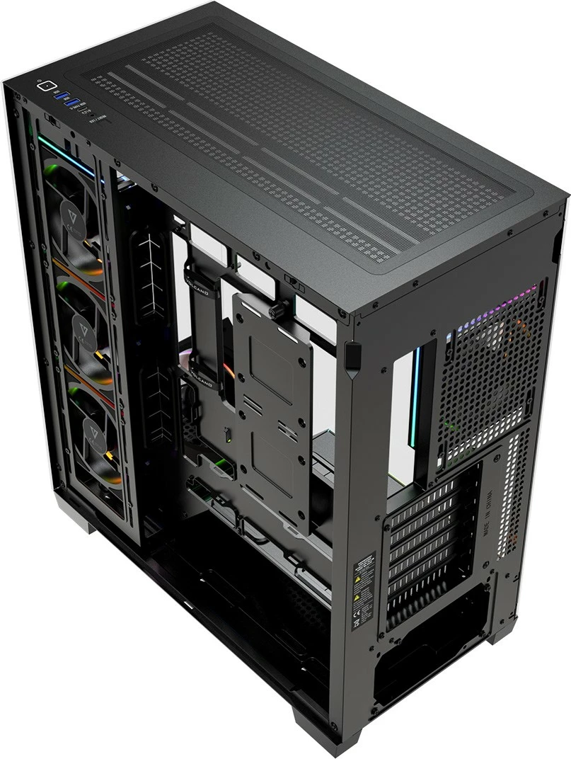 Kasë MODECOM Volcano Stellar Plus ARGB Midi 5F (AT-STELLAR-PLUS-5F-ARGB-10), ATX/mATX/ITX, 5x 120 mm ARGB, USB-C, xham i temperuar, e zezë