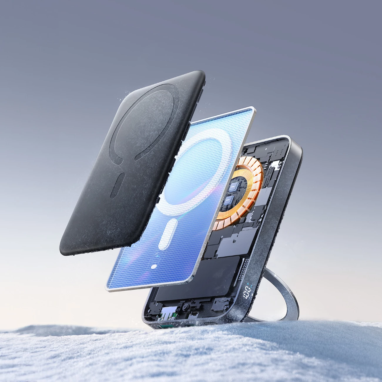 Powerbank Joyroom JR-PBM12, 10000mAh, 22.5W, MagSafe, Qi2, me ring base, e zezë