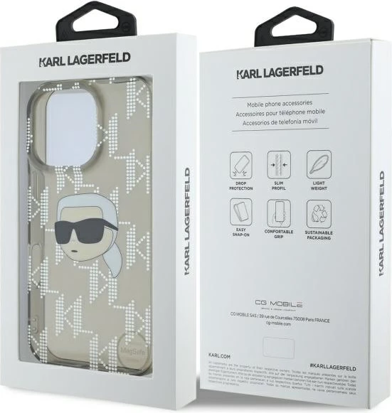Mbështjellës Karl Lagerfeld IML Karl Head Electroplated për iPhone 16 Pro, Zi