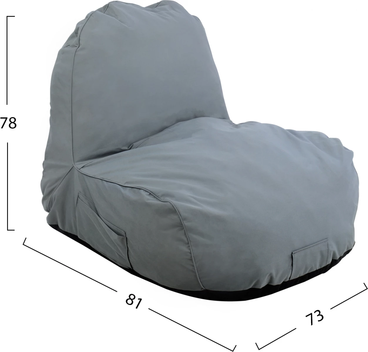 Puf karrige Cloud, ngjyrë gri, me mbrojtje UV, 81x78x73 cm