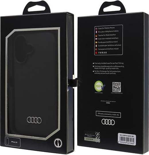 Mbështjellës Audi për iPhone 16 6.1", silikon, i zi, HardCase