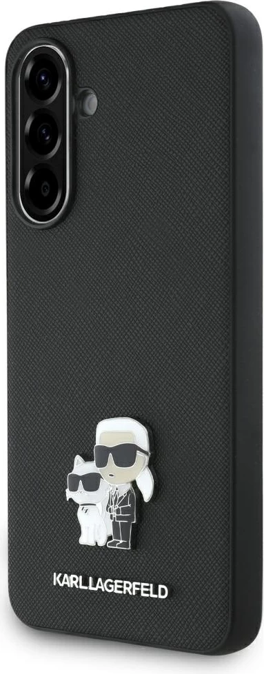 Mbështjellës Karl Lagerfeld Saffiano me emblemë metalike K&C për Samsung Galaxy A36, Zi