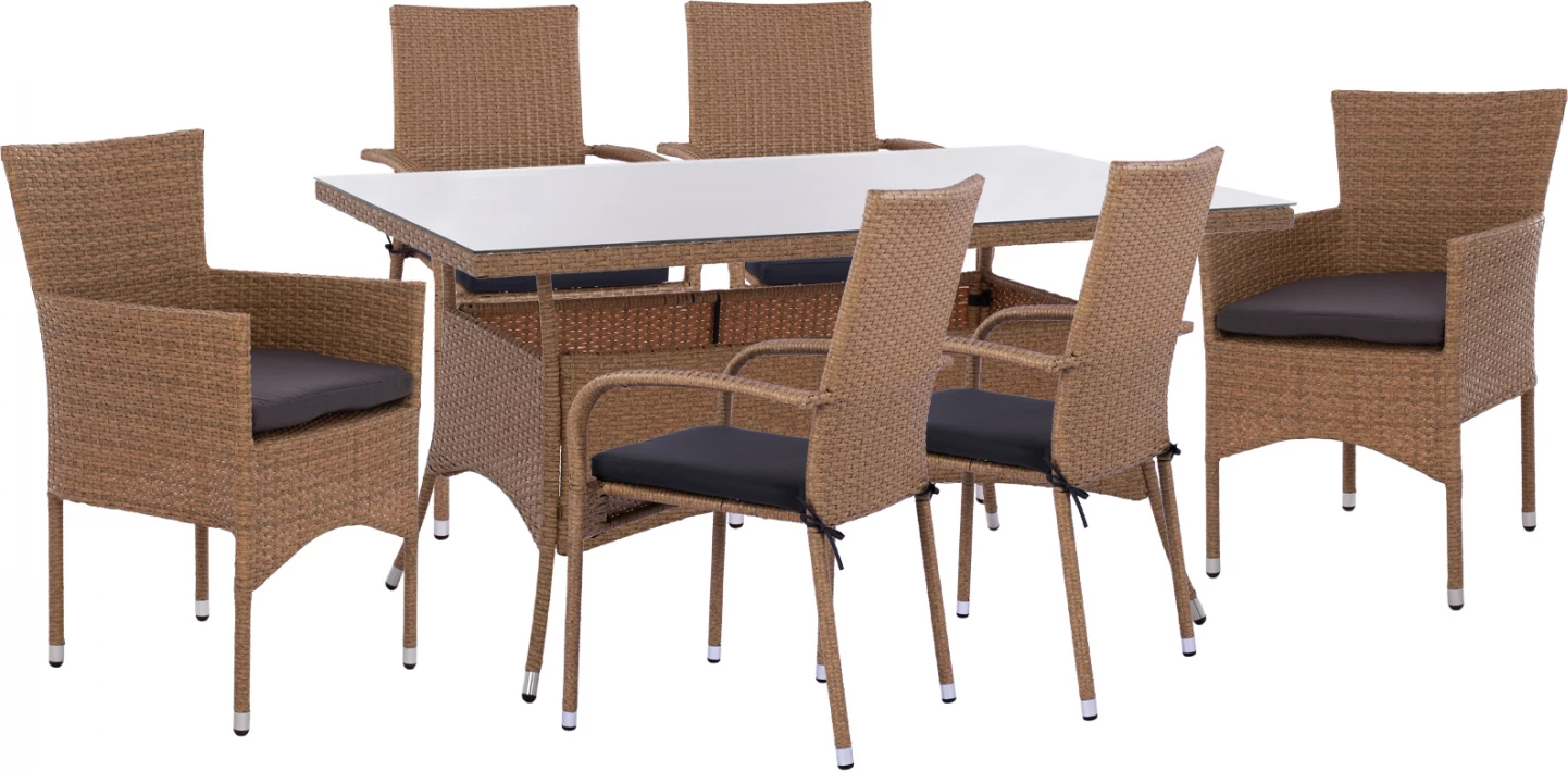 Set kopshti tavolinë & karrige FH11715.02, 7 pjesë, të kafta