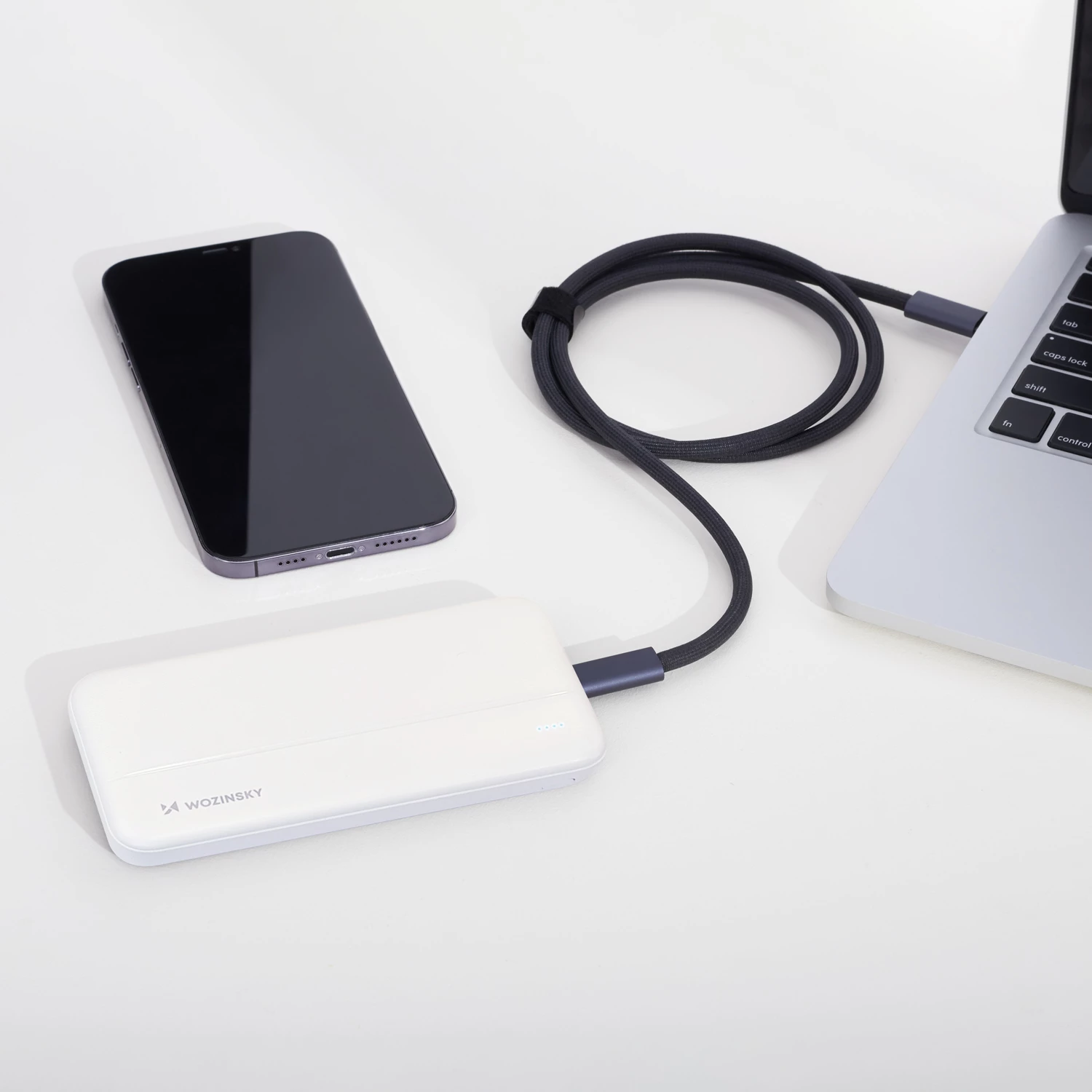 Powerbank Wozinsky WPBWE1, 10000mAh, 2x USB, Bardhë