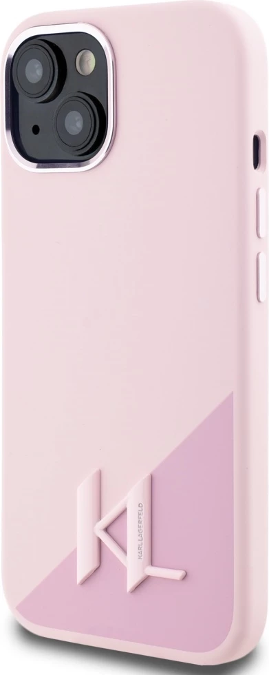 Mbështjellës Karl Lagerfeld Silicone Shadow Metal Initial MagSafe për iPhone 15, Rozë