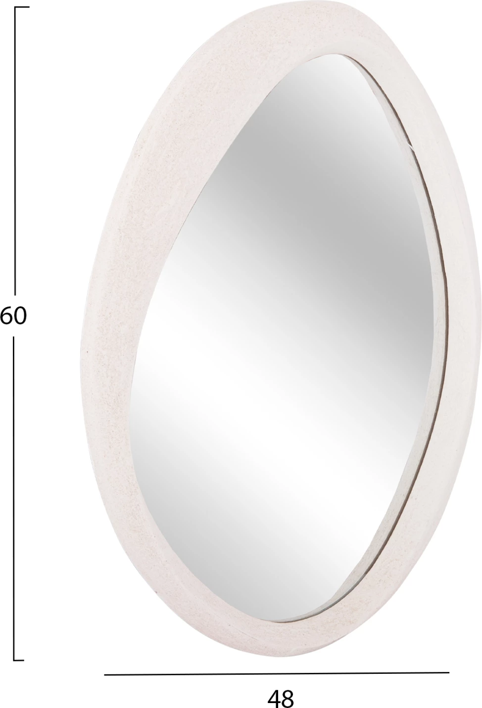 Pasqyrë muri ovale, seria SANTORINI, MDF, ngjyrë off-white, FH4514, 48x3.2x60 cm