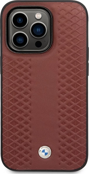 Mbështjellës BMW BMHCP14L22RFGR për iPhone 14 Pro 6.1", lëkurë, Diamond Pattern, burgundy