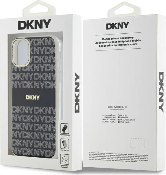 Mbështjellës DKNY IML Mono & Stripe MagSafe për iPhone 11/XR, i zi