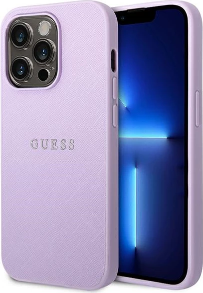 Mbështjellës Guess GUHCP14LPSASBPU për iPhone 14 Pro 6.1", Saffiano, vjollcë