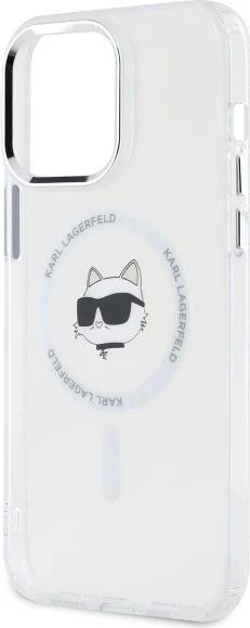 Mbështjellës Karl Lagerfeld IML Metal Choupette Head MagSafe për iPhone 13 Pro, Bardhë