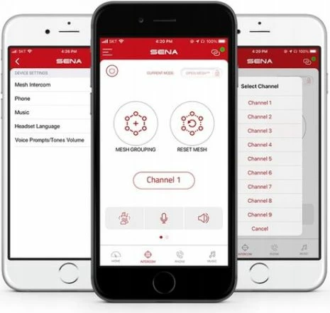 Interkom për motor Sena, gri e zi