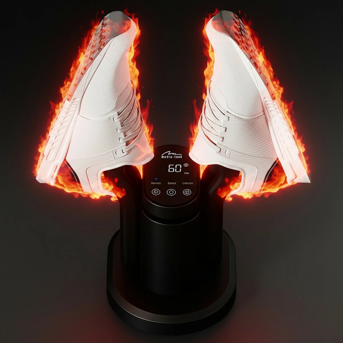 Tharëse këpucësh Media-Tech MT6539, rregullim automatik 40-55°C, ozon 50 mg/h, timer 15-360 min, panel dixhital, mbrojtje nga mbinxehja, e zezë/e verdhë