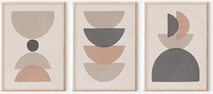 Set pikturash murale triptik Derda, print digjital, shumëngjyrëshe, 33x1.5x48cm