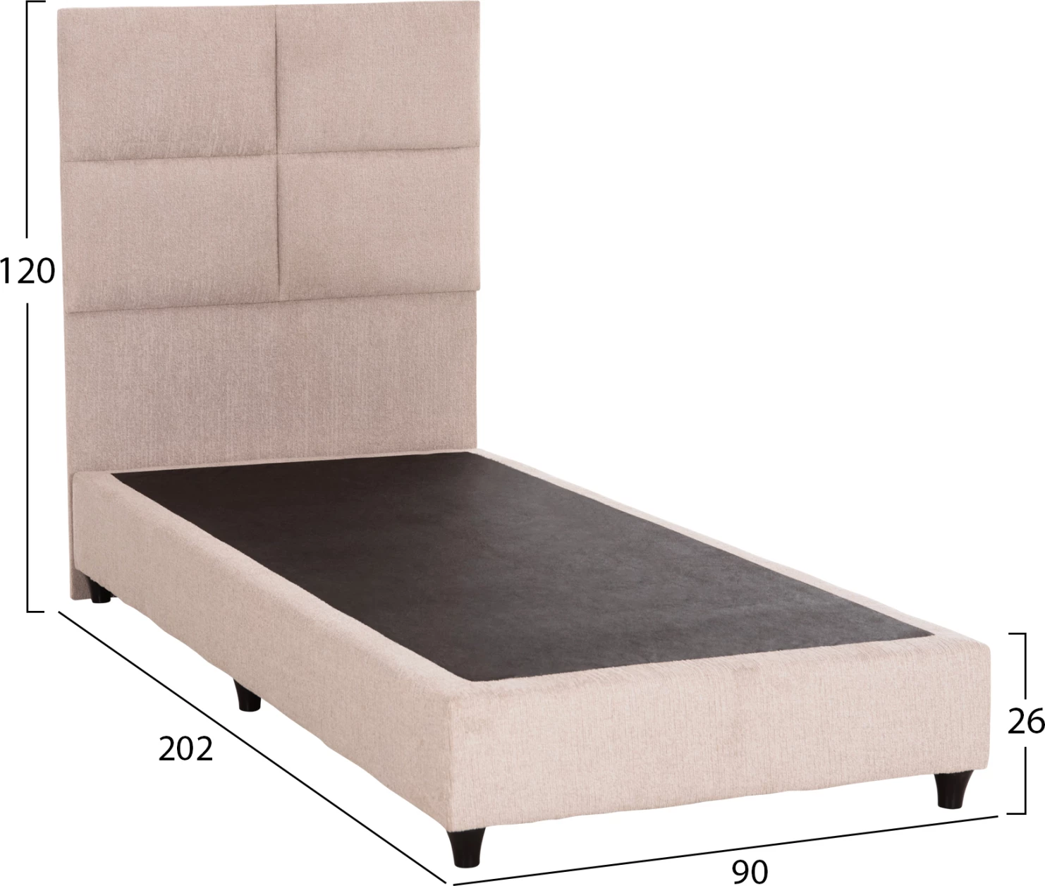 Krevat tek MILO, material TEDDY, bezhë, FH652.32, për dyshek 90x200cm