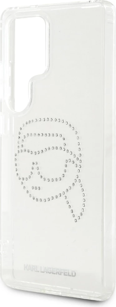 Mbështjellës Karl Lagerfeld Rhinestones Karl Head Logo për Samsung Galaxy S25 Ultra, transparent