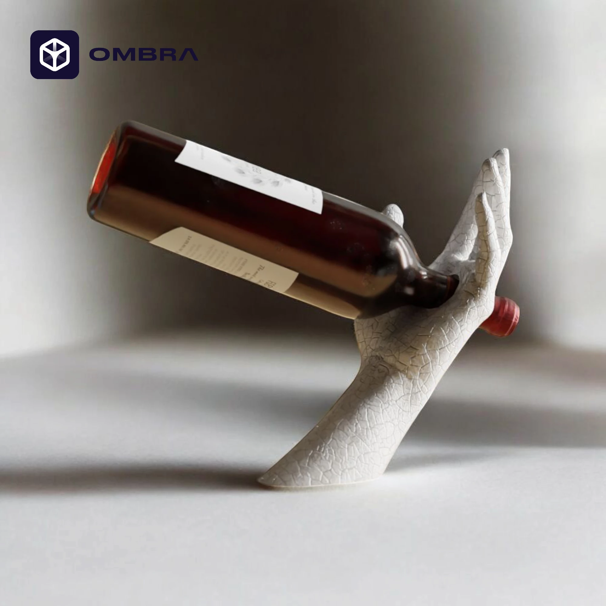 Mbajtëse për shishe të verës "Hand Wine Holder Texture", e bardhë