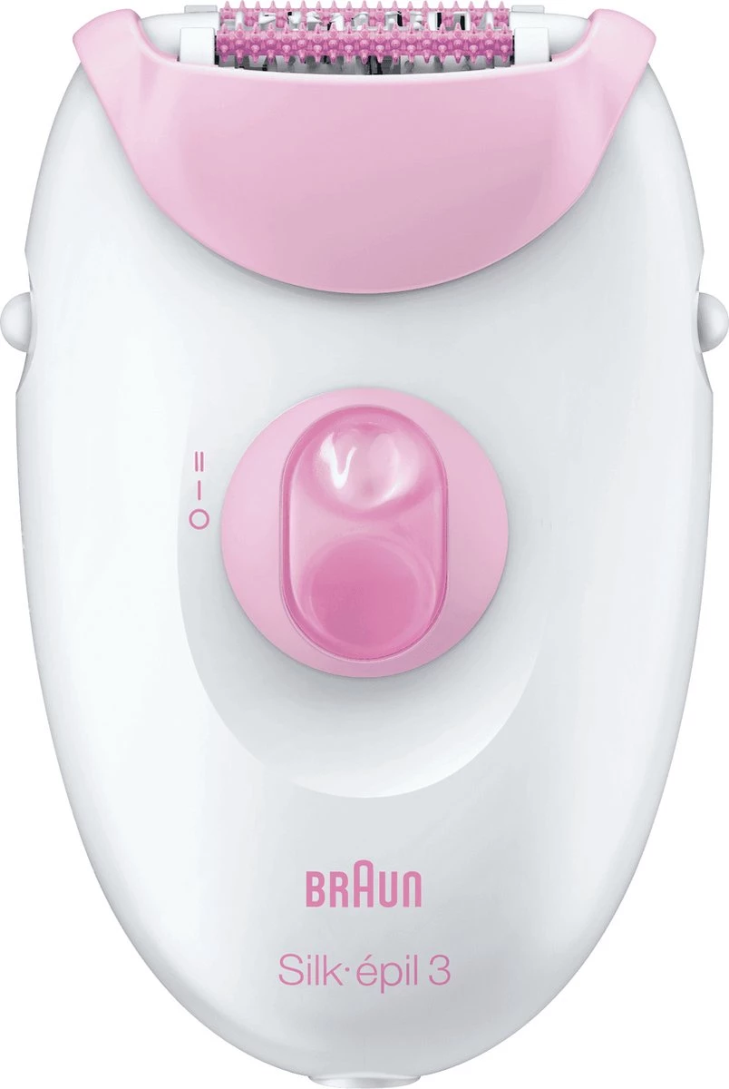 Epilator, Braun, Silk-épil 3 3-274, 20 pinceta, 2 shpejtësi, me Smartlight, rozë/bardhë, set: koka rroje + trimmer + masazh