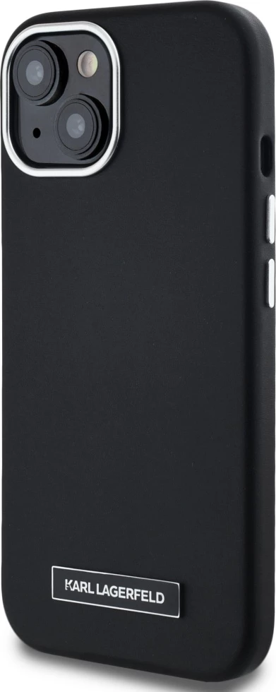 Mbështjellës Karl Lagerfeld FW Metal Plate MagSafe për iPhone 15, i zi