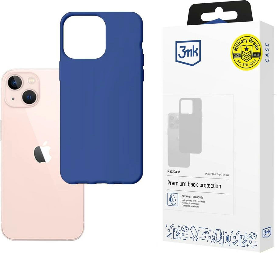 Mbështjellës 3mk Matt Case për iPhone 14 Plus, TPU i hollë, kompatibil me karikim induktiv, blu