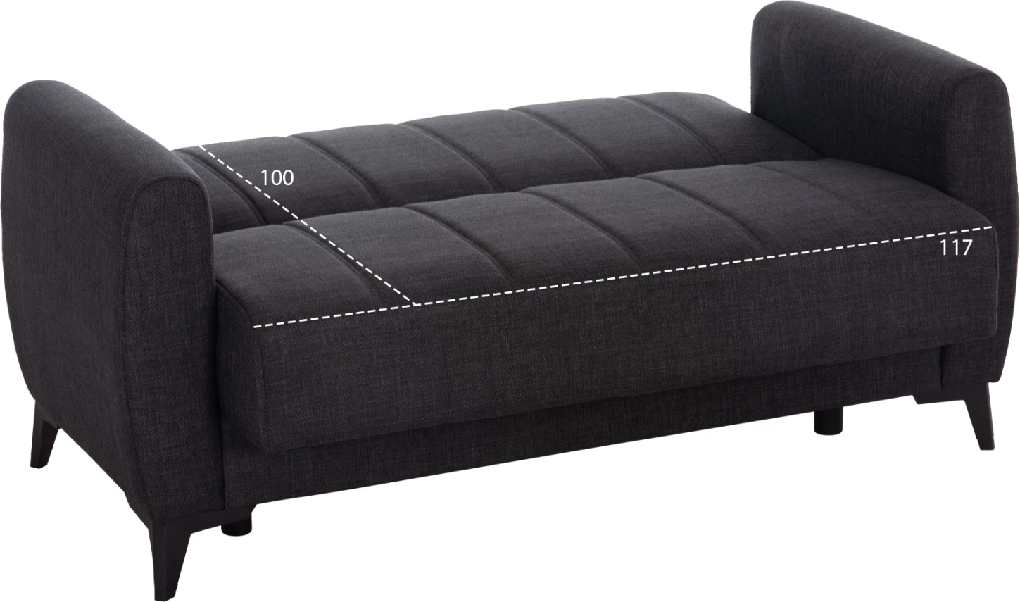 Divan-krevat dy vendësh me hapësirë për depo, ngjyrë gri, NIKKO FH3293.01, 144x75x84cm