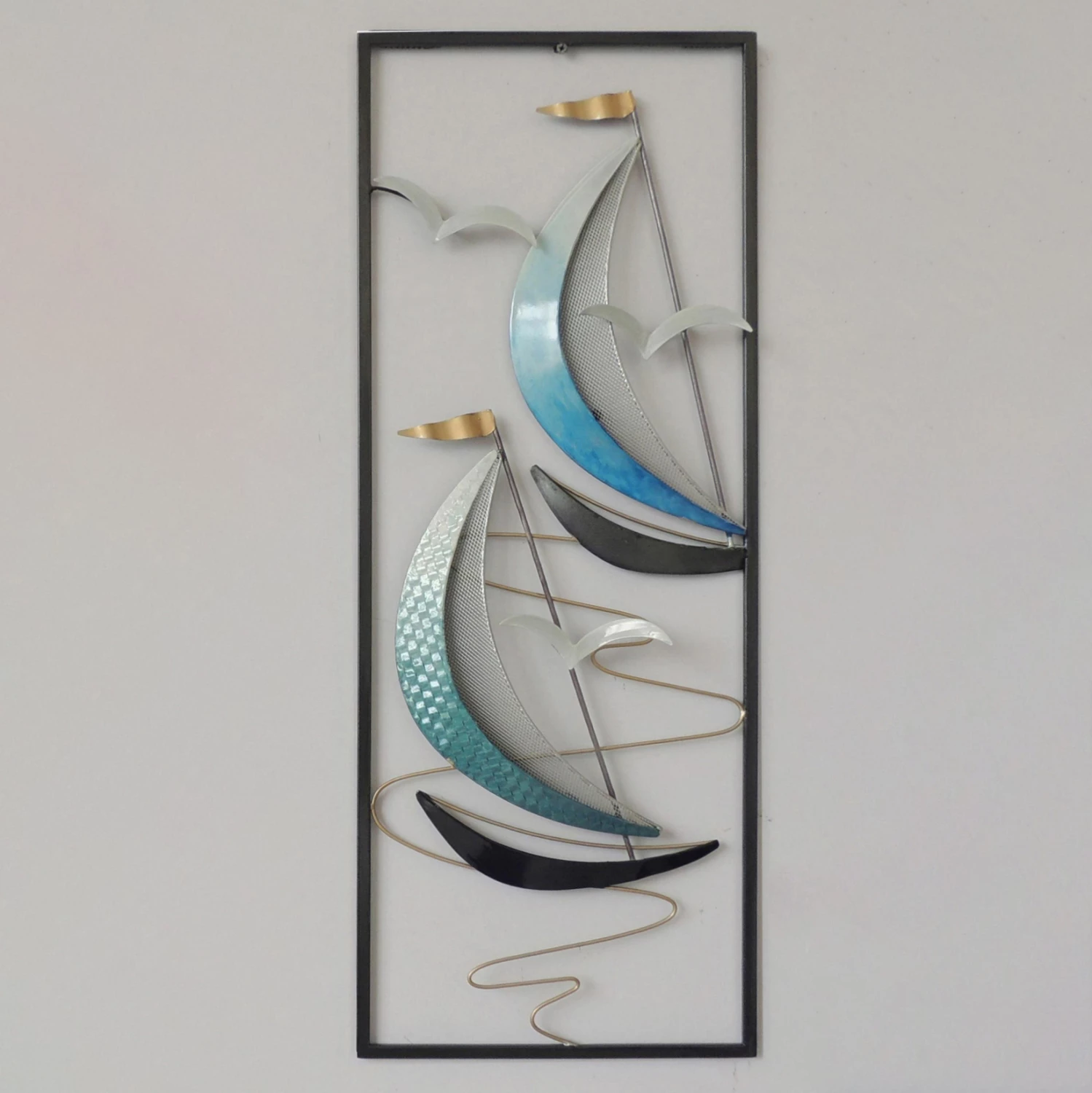 Dekor metalik për mur, FH7185, ngjyrë blu e zezë, 28,5x3x74,5 cm