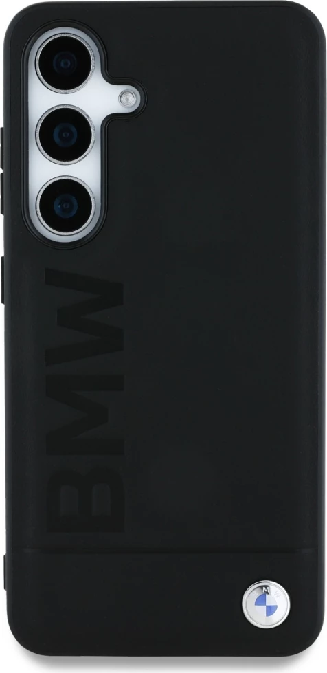 Mbështjellës BMW Leather Big Wordmark për Samsung Galaxy S25+, e zezë