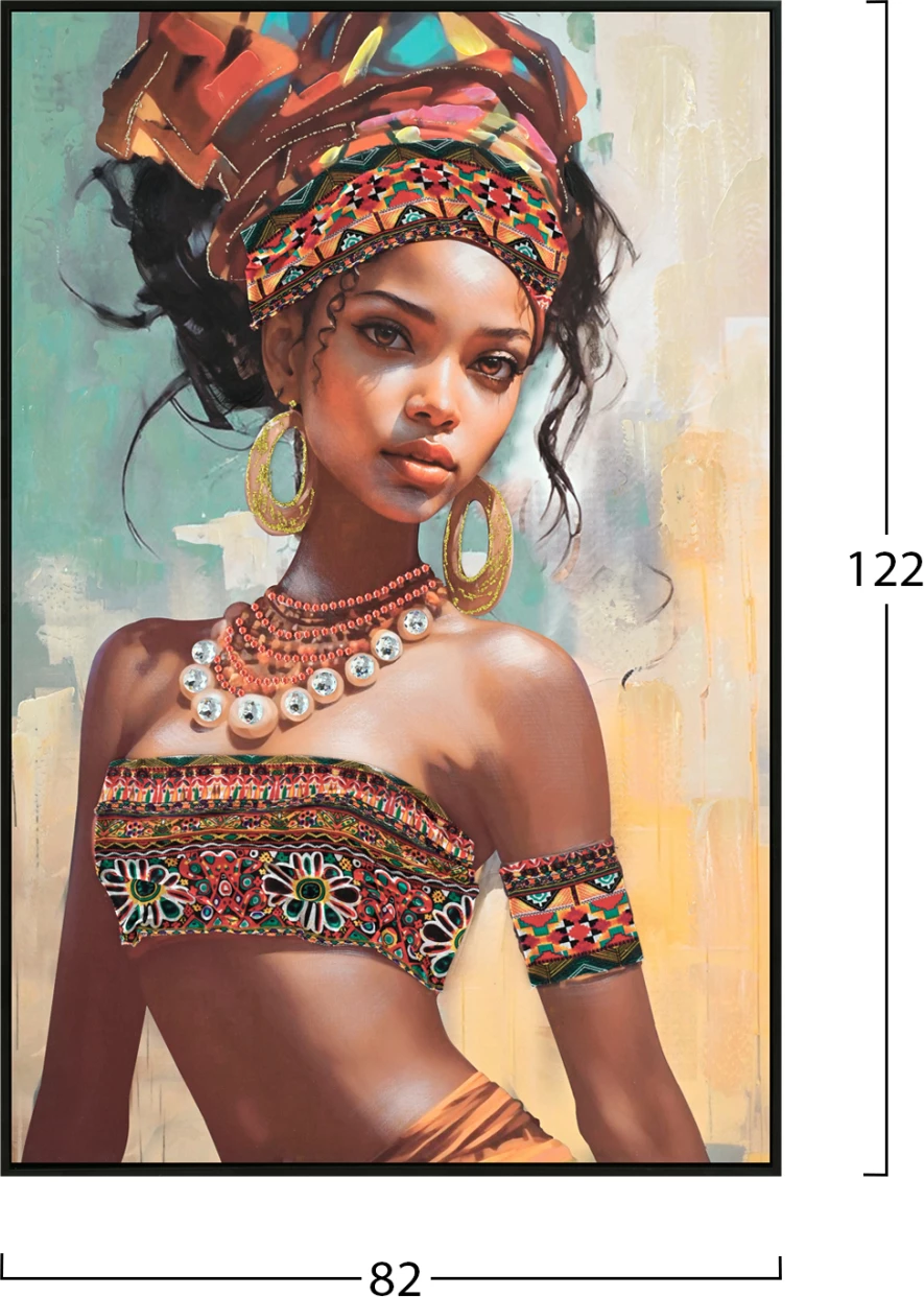 Pikturë muri FH4572, kornizë PS e zezë, kanavacë e printuar, figurë gruaje, 82x4.5x122 cm