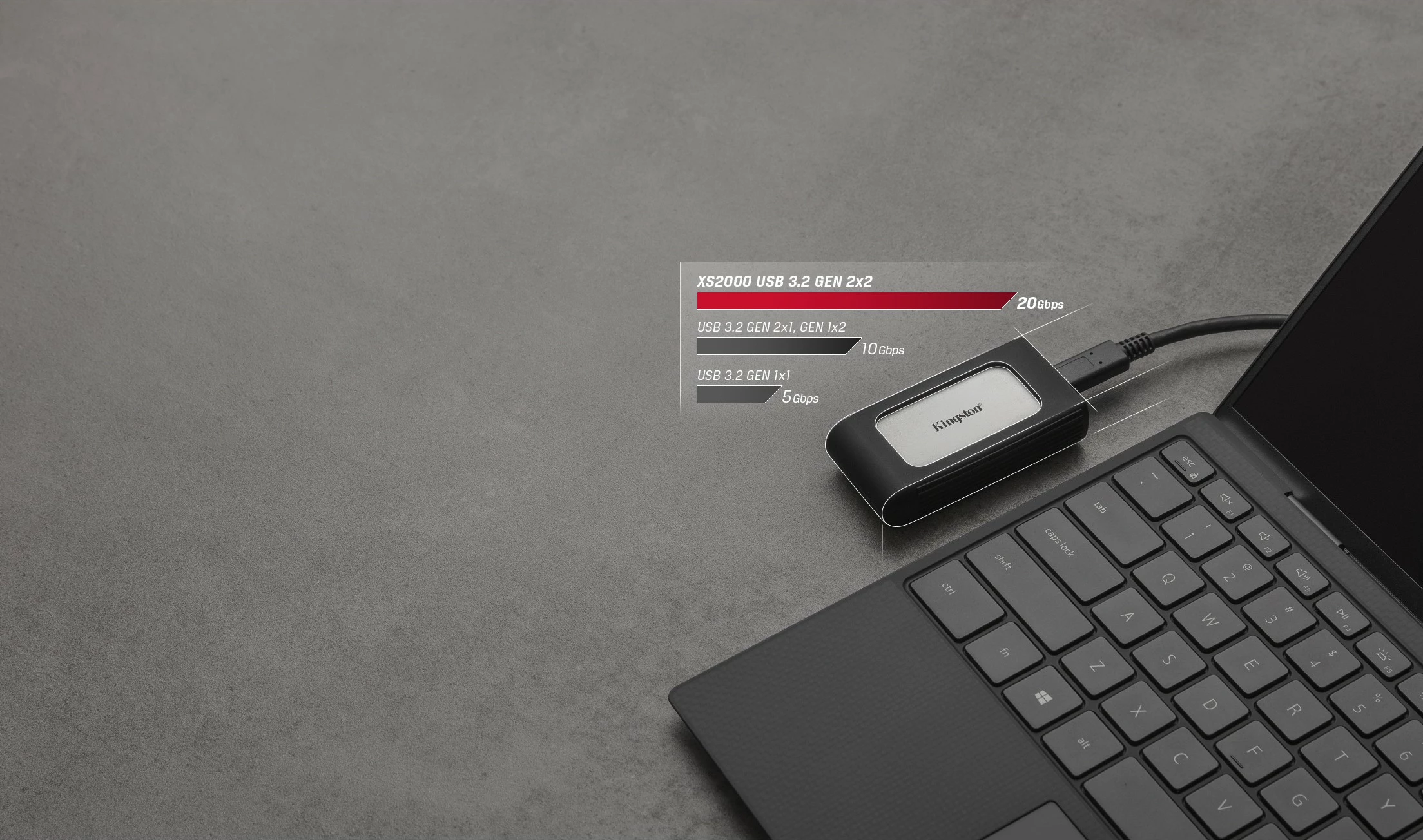 SSD portabël Kingston XS2000, 1 TB, USB Type-C, i zi, argjendtë