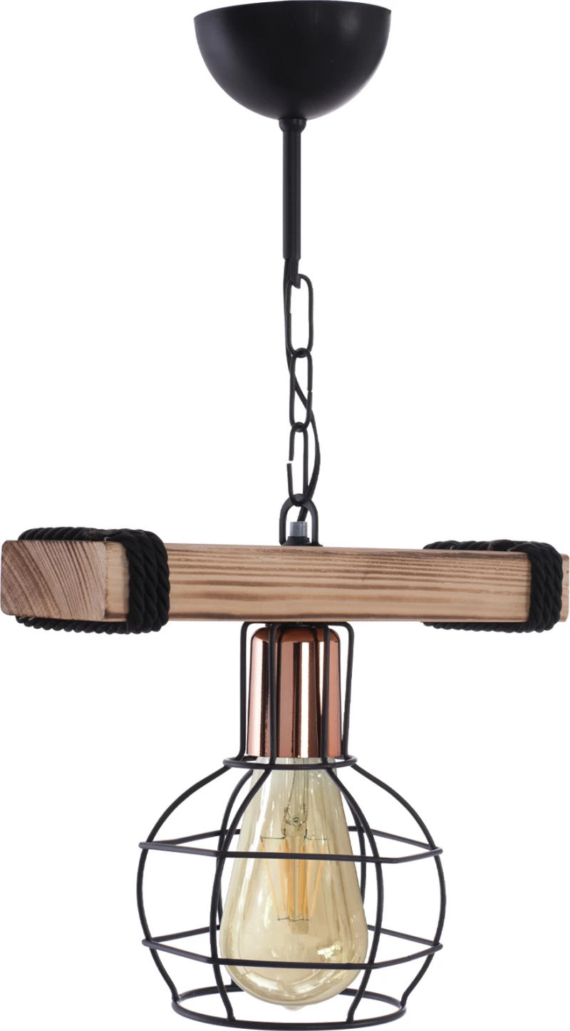 Llambë tavani me dru dhe rrjetë metali 30x16x50Hcm.FH7680.01